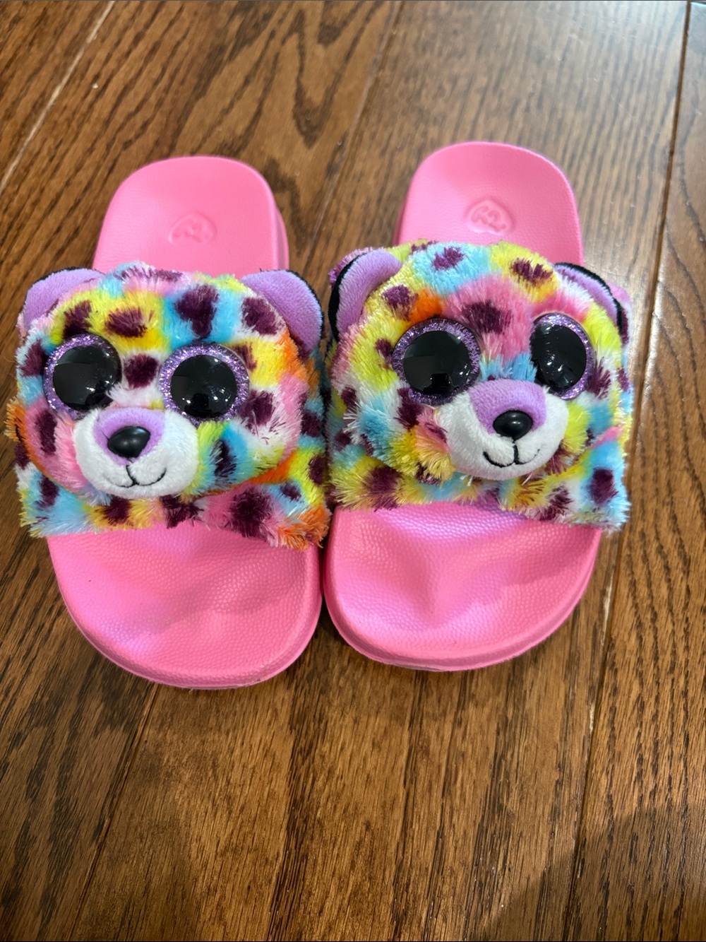 TY - Kids Plush Bear Slide Sandals - Pink Multicolor